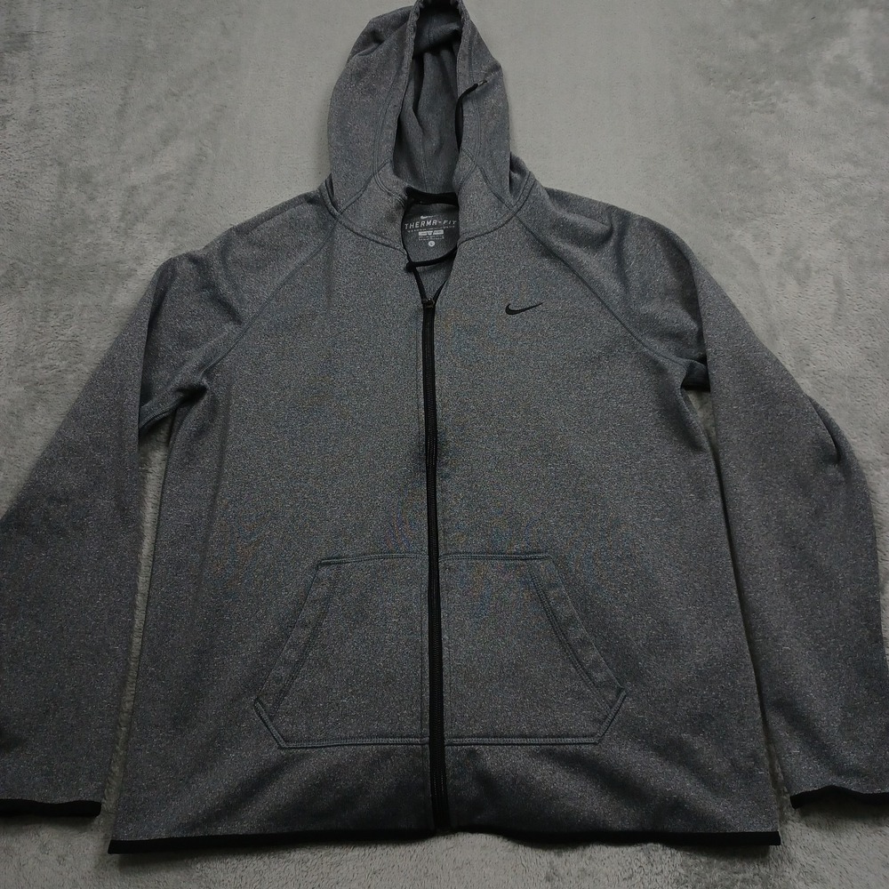 Nike Jacket Womens Large Gray Activewear Full Zip Pockets Gym Training Therma
